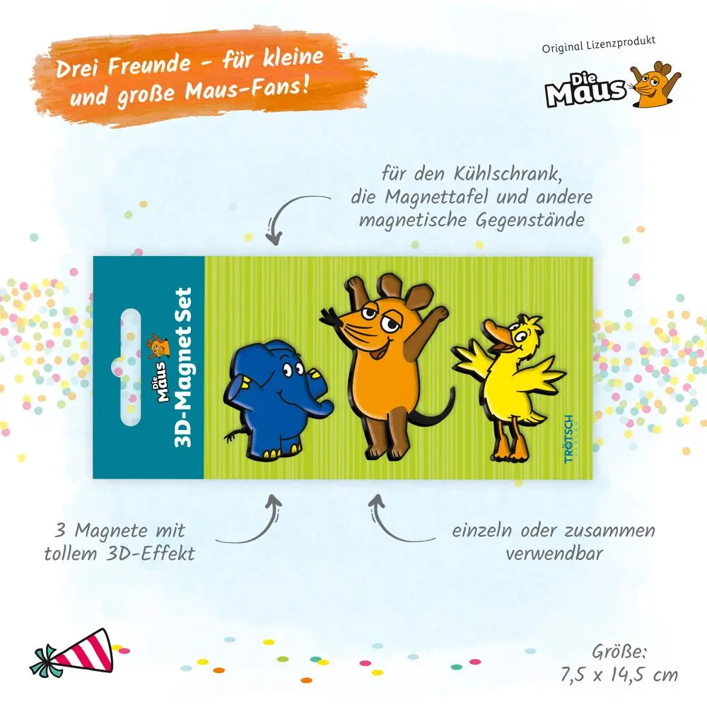 Bild: 4251901508546 | Trötsch Die Maus 3er Set Magnete Drei Freunde | KG | Deutsch | 2024