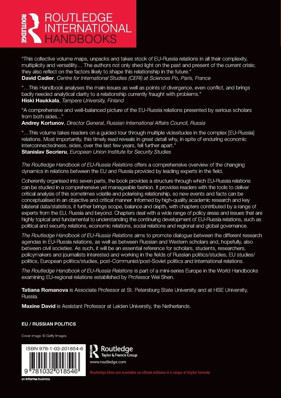 Rückseite: 9781032018546 | The Routledge Handbook of EU-Russia Relations | Romanova (u. a.)