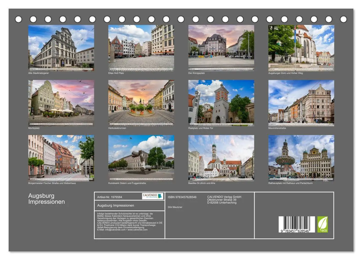 Bild: 9783457628546 | Augsburg Impressionen (Tischkalender 2026 DIN A5 quer), CALVENDO...
