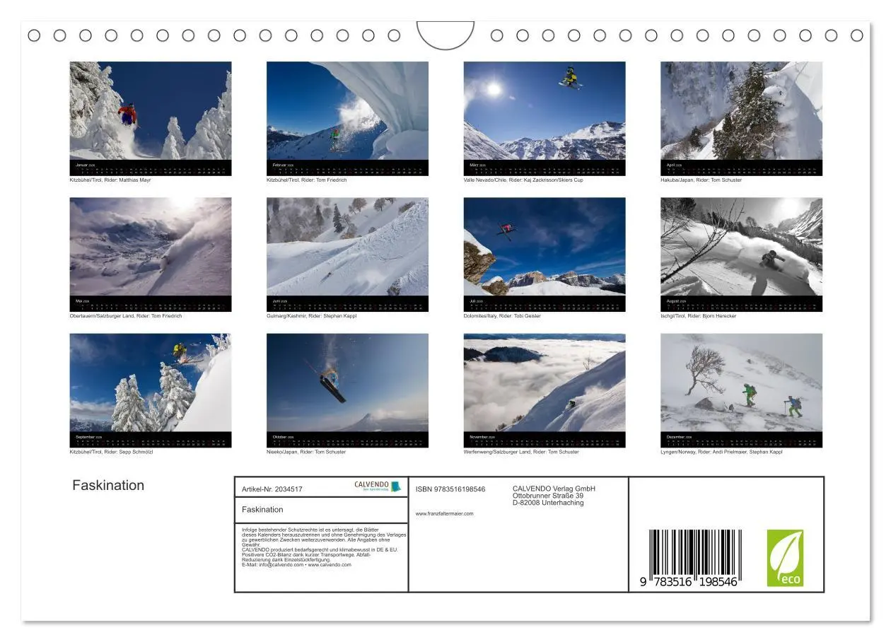 Bild: 9783516198546 | Faskination (Wandkalender 2026 DIN A4 quer), CALVENDO Monatskalender