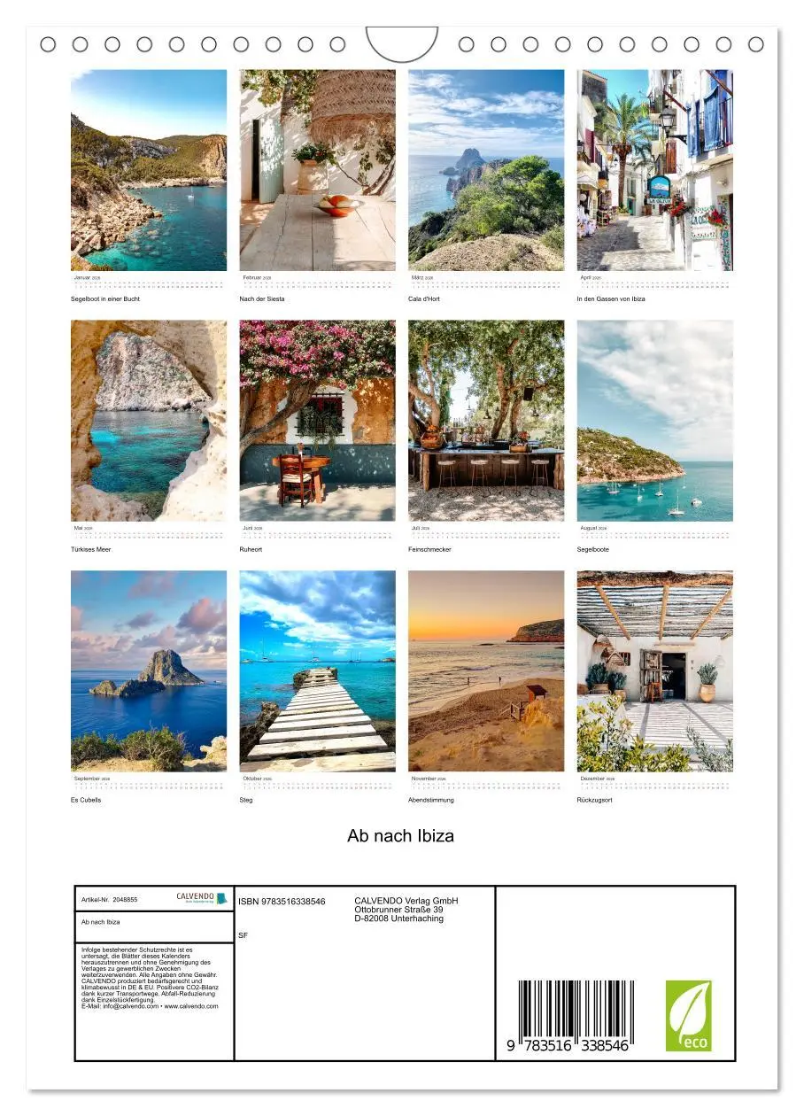 Bild: 9783516338546 | Ab nach Ibiza (Wandkalender 2026 DIN A4 hoch), CALVENDO Monatskalender