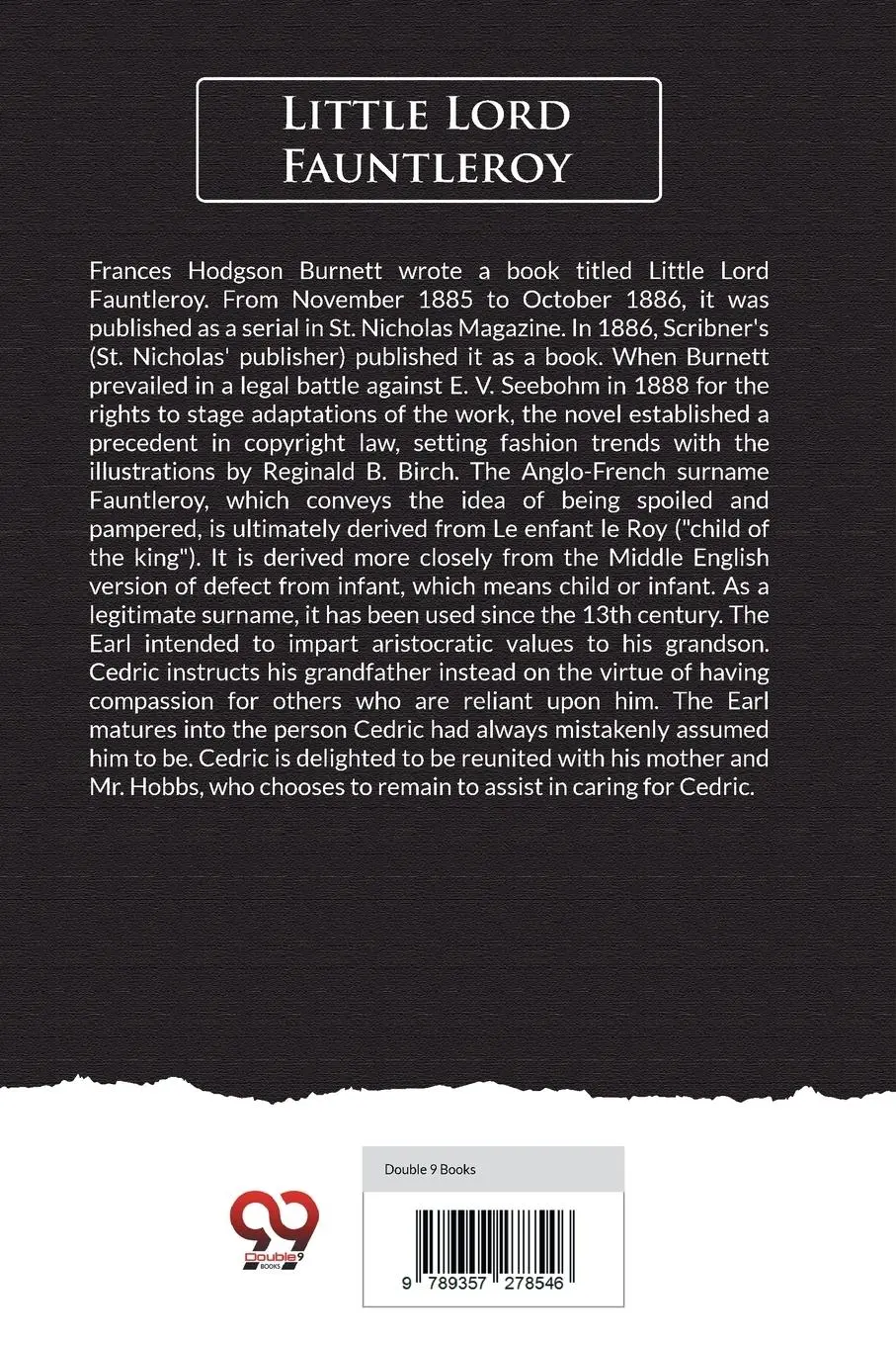 Rückseite: 9789357278546 | Little Lord Fauntleroy | Frances Hodgson Burnett | Taschenbuch | 2023