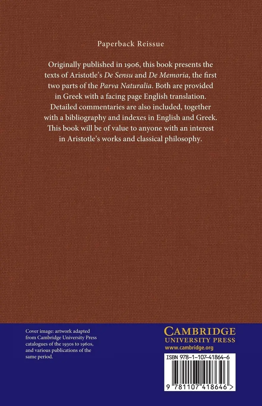 Rückseite: 9781107418646 | de Sensu and de Memoria | Aristotle | Taschenbuch | Englisch | 2014