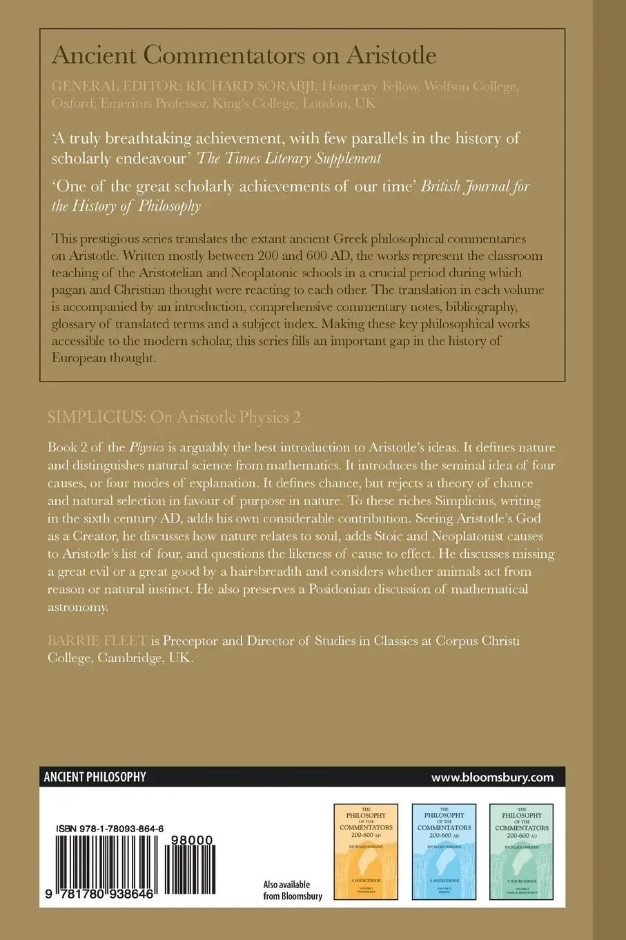 Rückseite: 9781780938646 | Simplicius | On Aristotle Physics 2 | Barrie Fleet | Taschenbuch