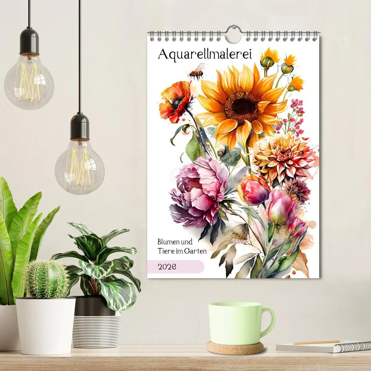 Bild: 9783516328646 | Aquarellmalerei - Blumen und Tiere im Garten (Wandkalender 2026 DIN...