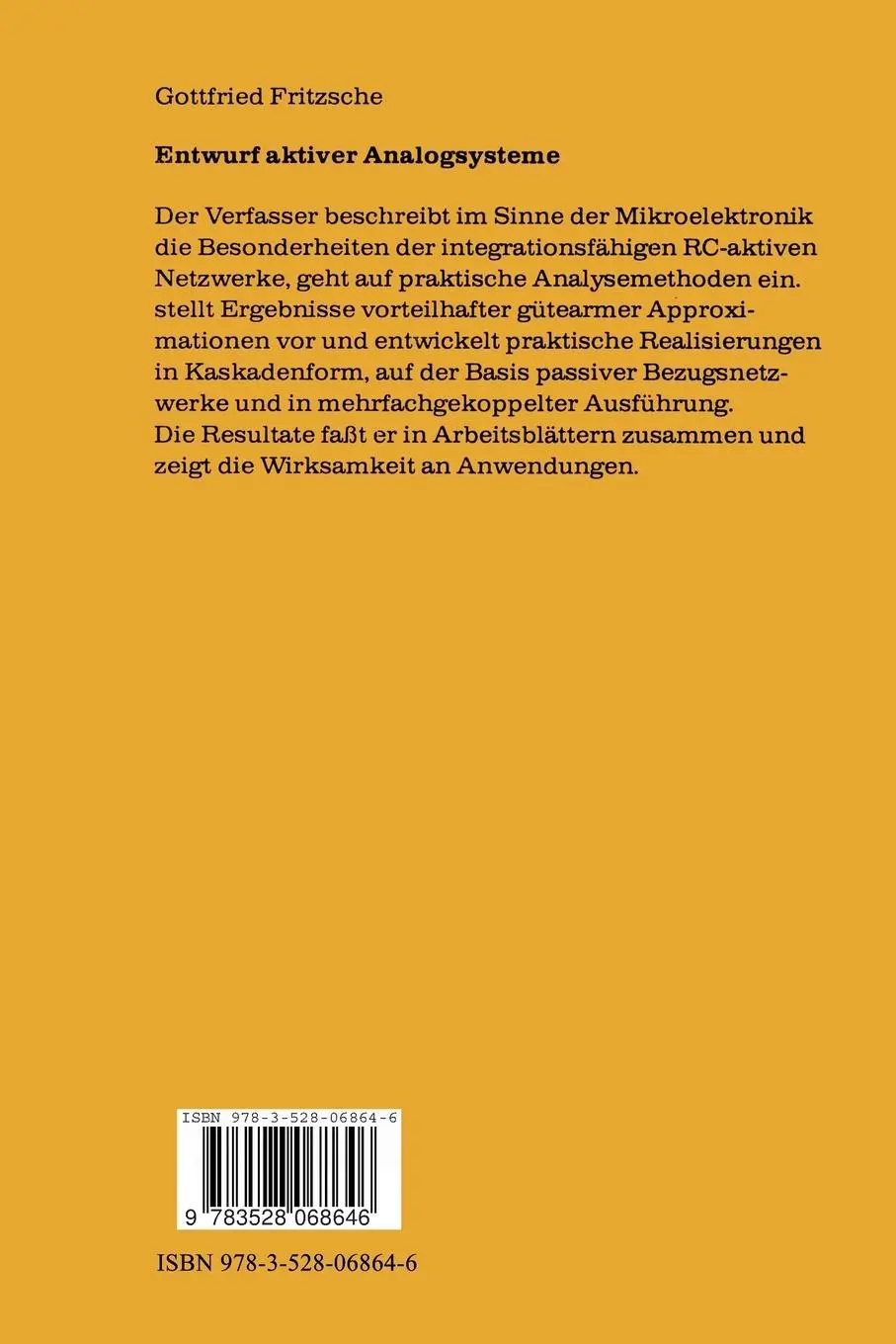 Rückseite: 9783528068646 | Entwurf aktiver Analogsysteme | Netzwerke III | Gottfried Fritzsche