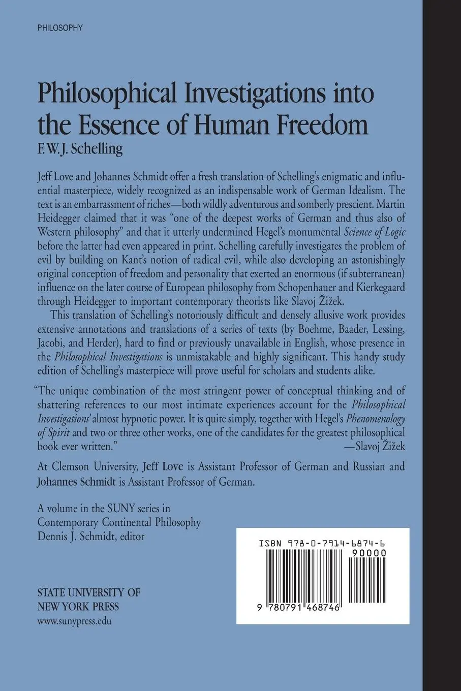 Rückseite: 9780791468746 | Philosophical Investigations into the Essence of Human Freedom | Buch