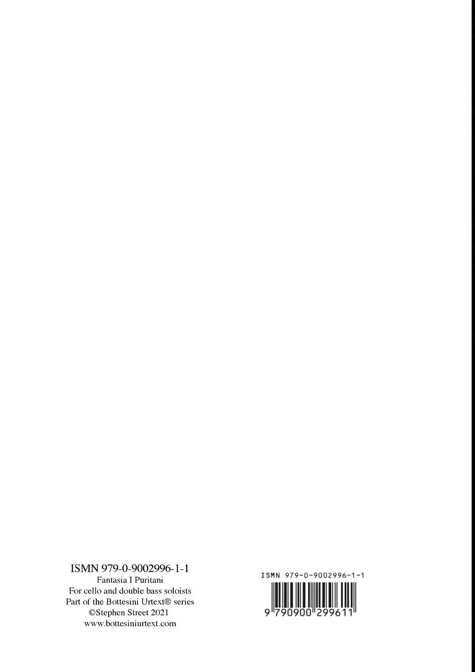 Rückseite: 9781838128746 | Fantasia I Puritani Duetto For Double Bass and Cello - Full Score