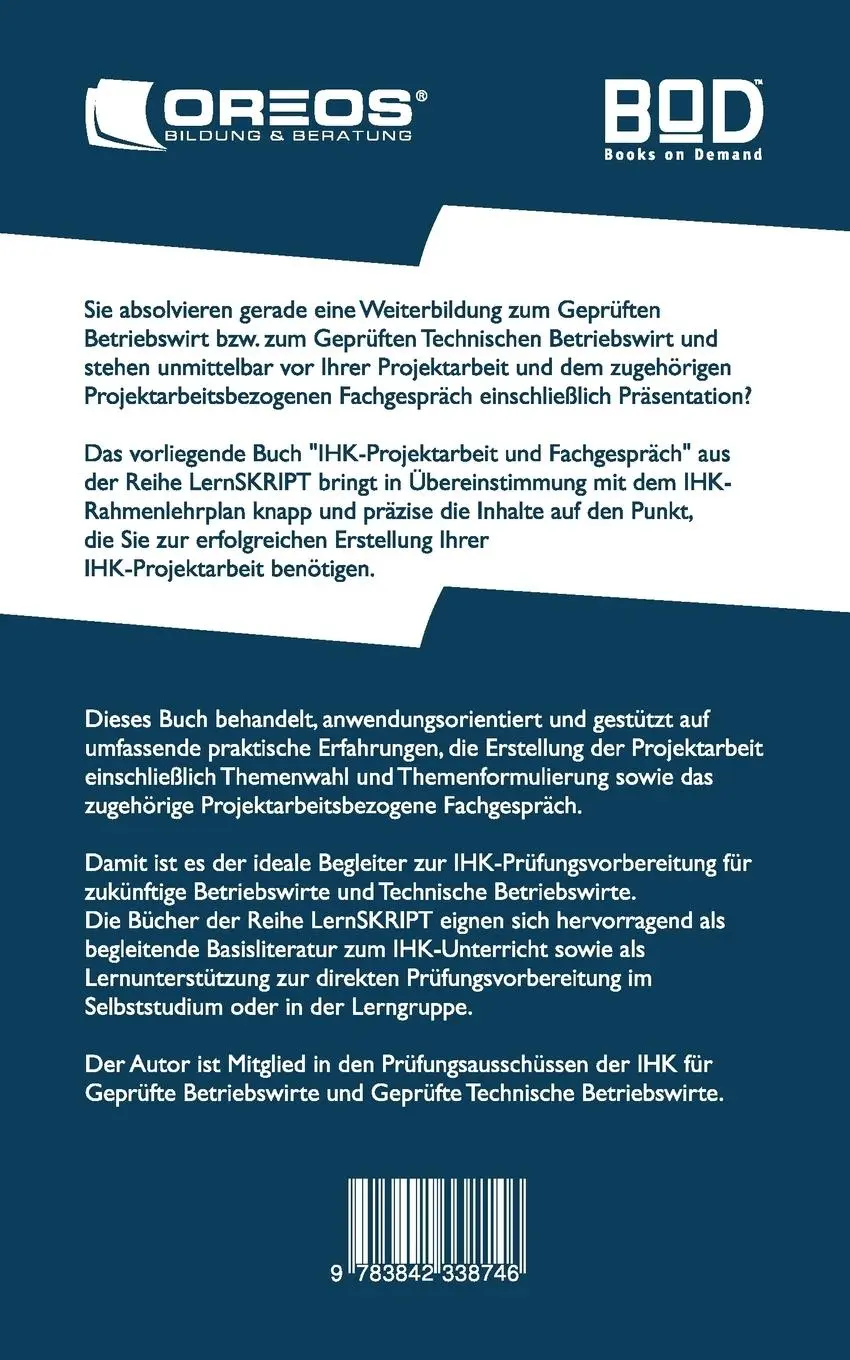 Rückseite: 9783842338746 | Lernskript IHK-Projektarbeit und Fachgespräch für Geprüfte...