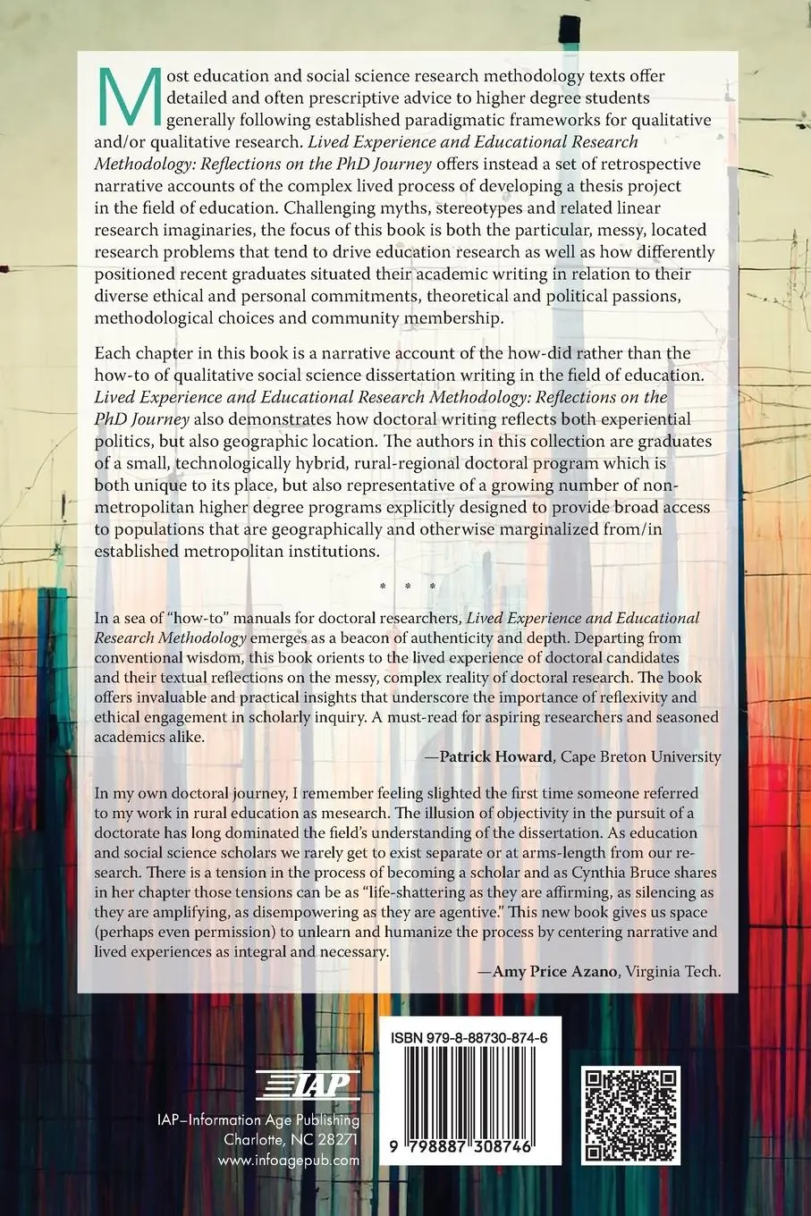 Rückseite: 9798887308746 | Lived Experience and Educational Research Methodology | Corbett | Buch
