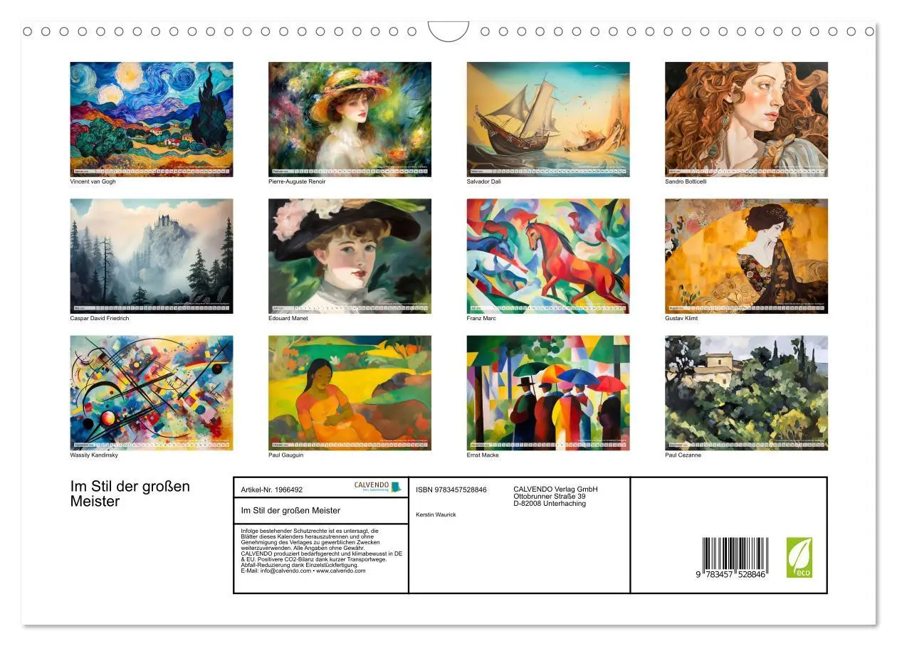 Bild: 9783457528846 | Im Stil der großen Meister (Wandkalender 2026 DIN A3 quer),...