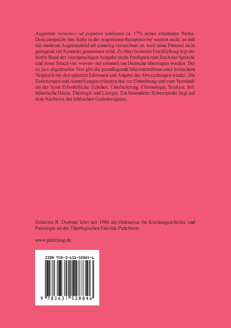 Rückseite: 9783631528846 | Augustinus von Hippo | Hubertus Drobner | Taschenbuch | 302 S. | 2004