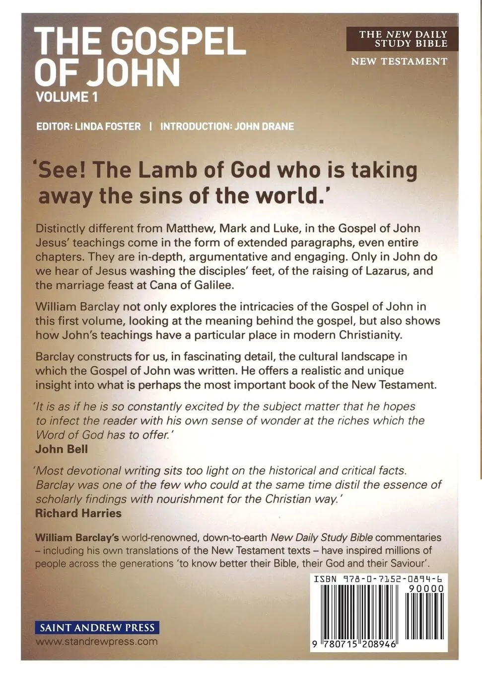 Rückseite: 9780715208946 | New Daily Study Bible | The Gospel of John Volume 1 | William Barclay