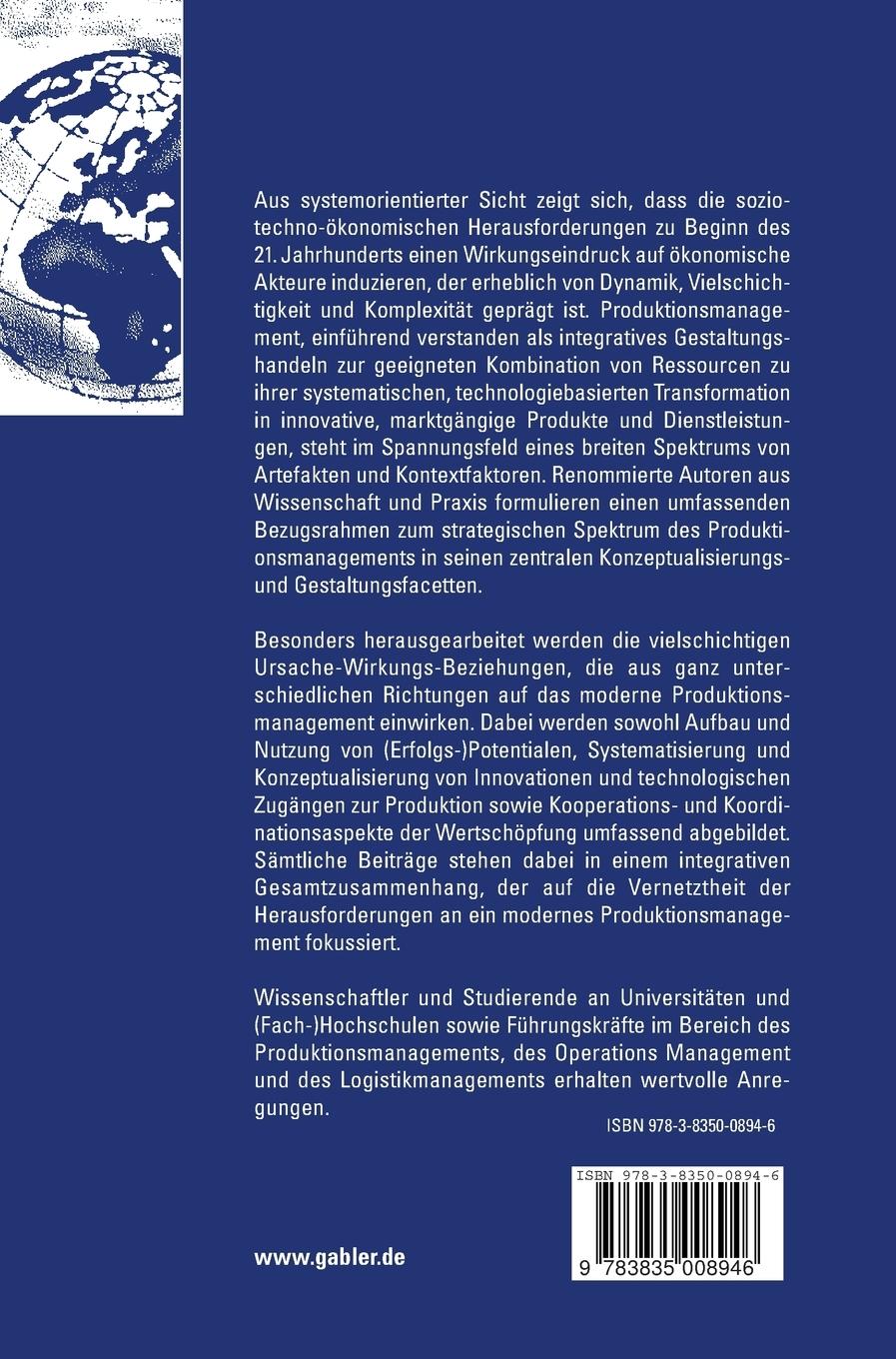 Rückseite: 9783835008946 | Spektrum des Produktions- und Innovationsmanagements | Himpel (u. a.)