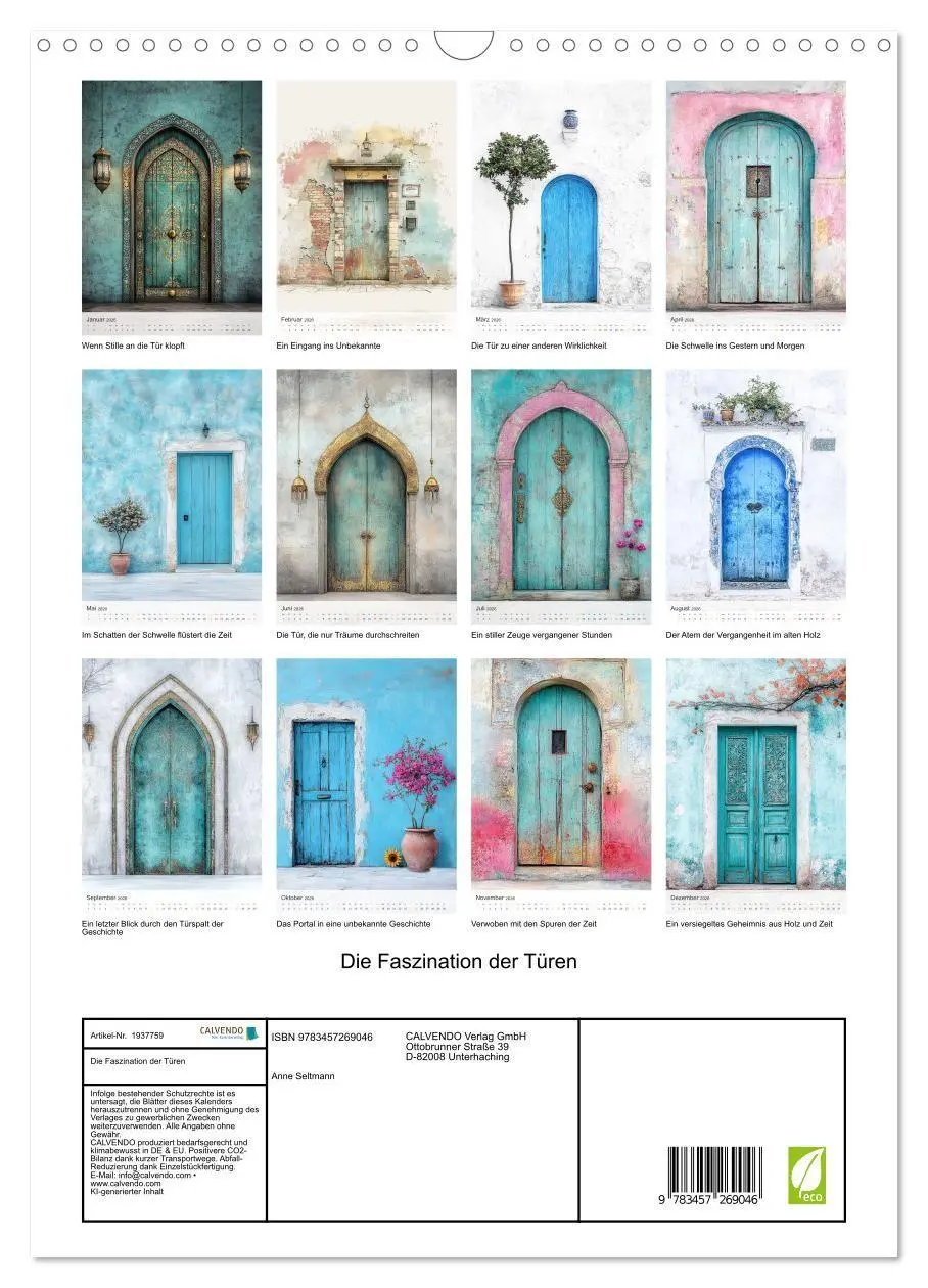 Bild: 9783457269046 | Die Faszination der Türen (Wandkalender 2026 DIN A3 hoch), CALVENDO...