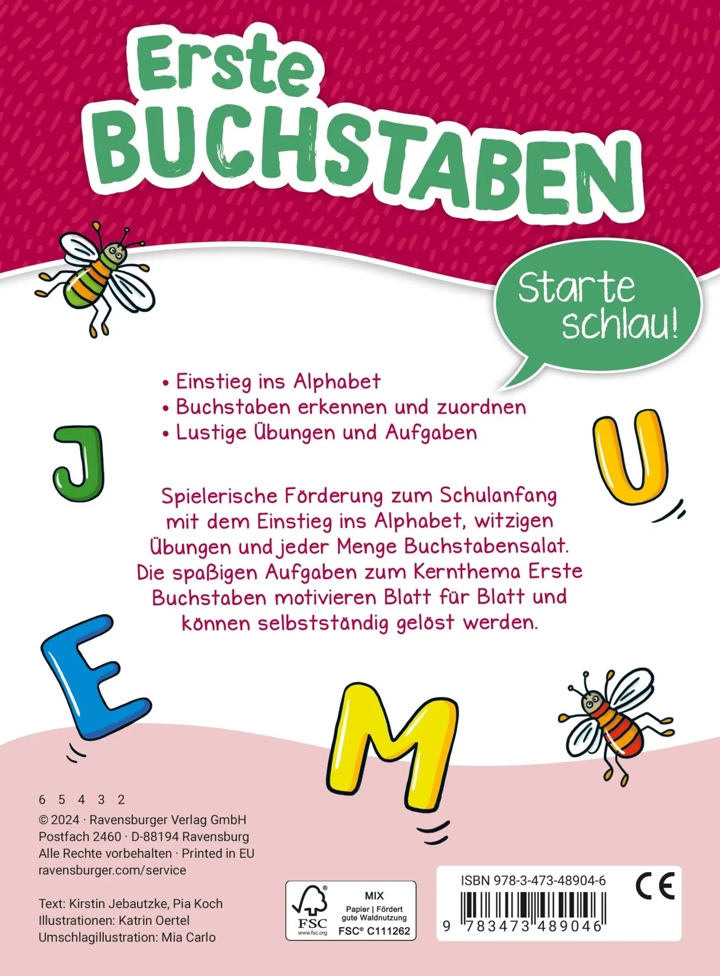 Rückseite: 9783473489046 | Mein Block zum Schulanfang: Erste Buchstaben | Taschenbuch | 80 S.