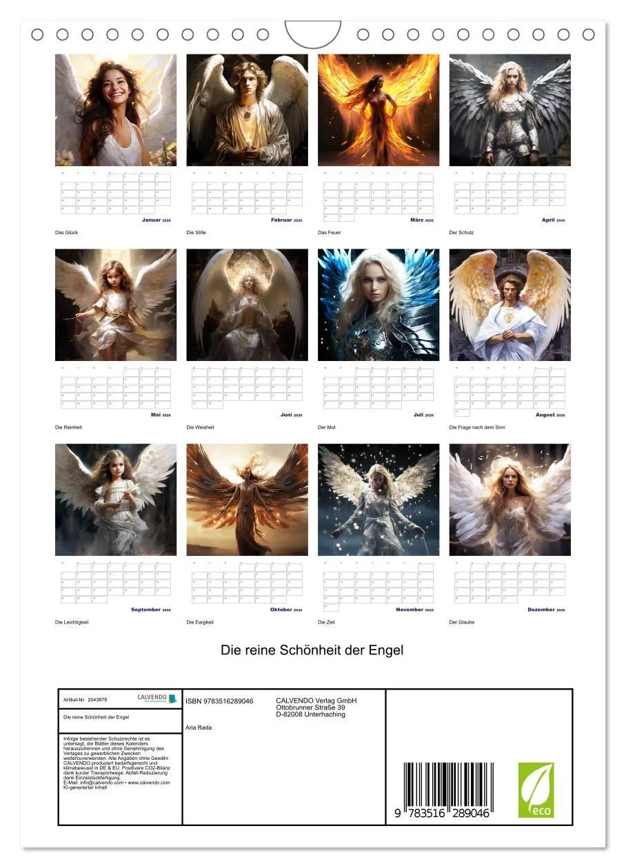 Bild: 9783516289046 | Die reine Schönheit der Engel (Wandkalender 2026 DIN A4 hoch),...