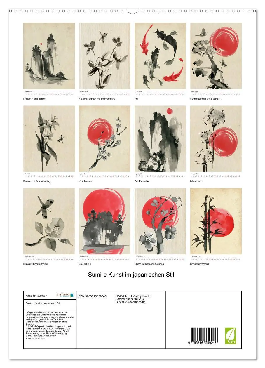 Bild: 9783516359046 | Sumi-e Kunst im japanischen Stil (hochwertiger Premium Wandkalender...