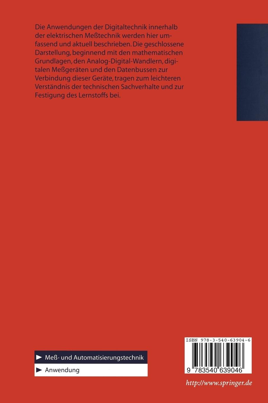 Rückseite: 9783540639046 | Digitale Meßtechnik | Grundlagen, Geräte, Bussysteme | Pfeiffer | Buch