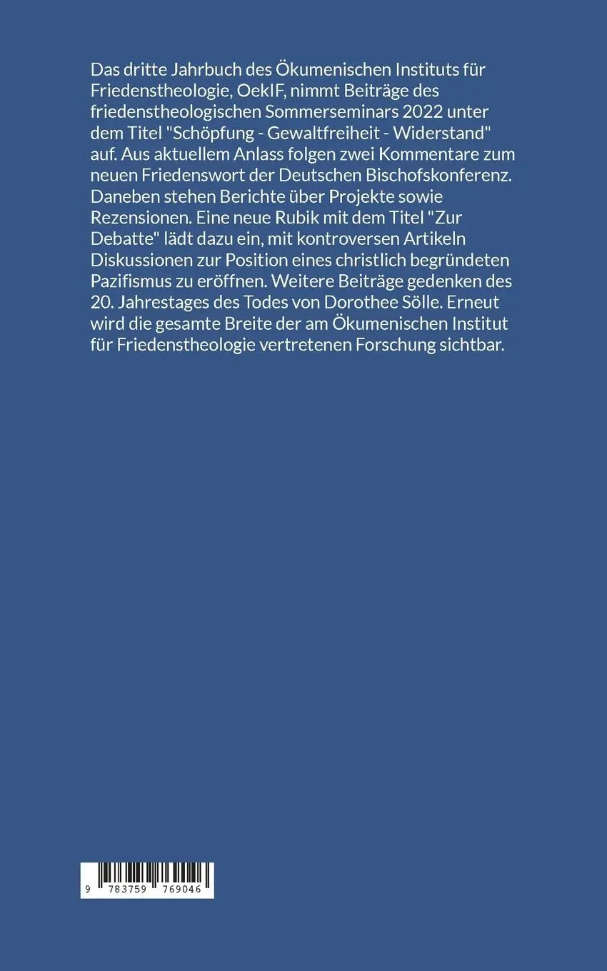 Rückseite: 9783759769046 | Schöpfung - Gewaltfreiheit - Widerstand | Matthias-W. Engelke (u. a.)