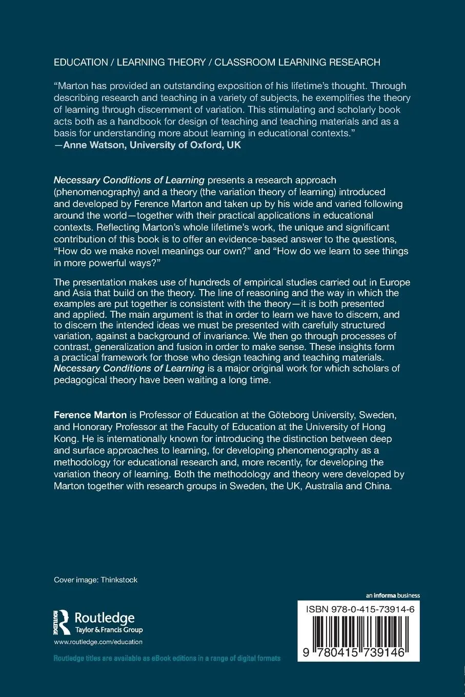 Rückseite: 9780415739146 | Necessary Conditions of Learning | Ference Marton | Taschenbuch | 2014