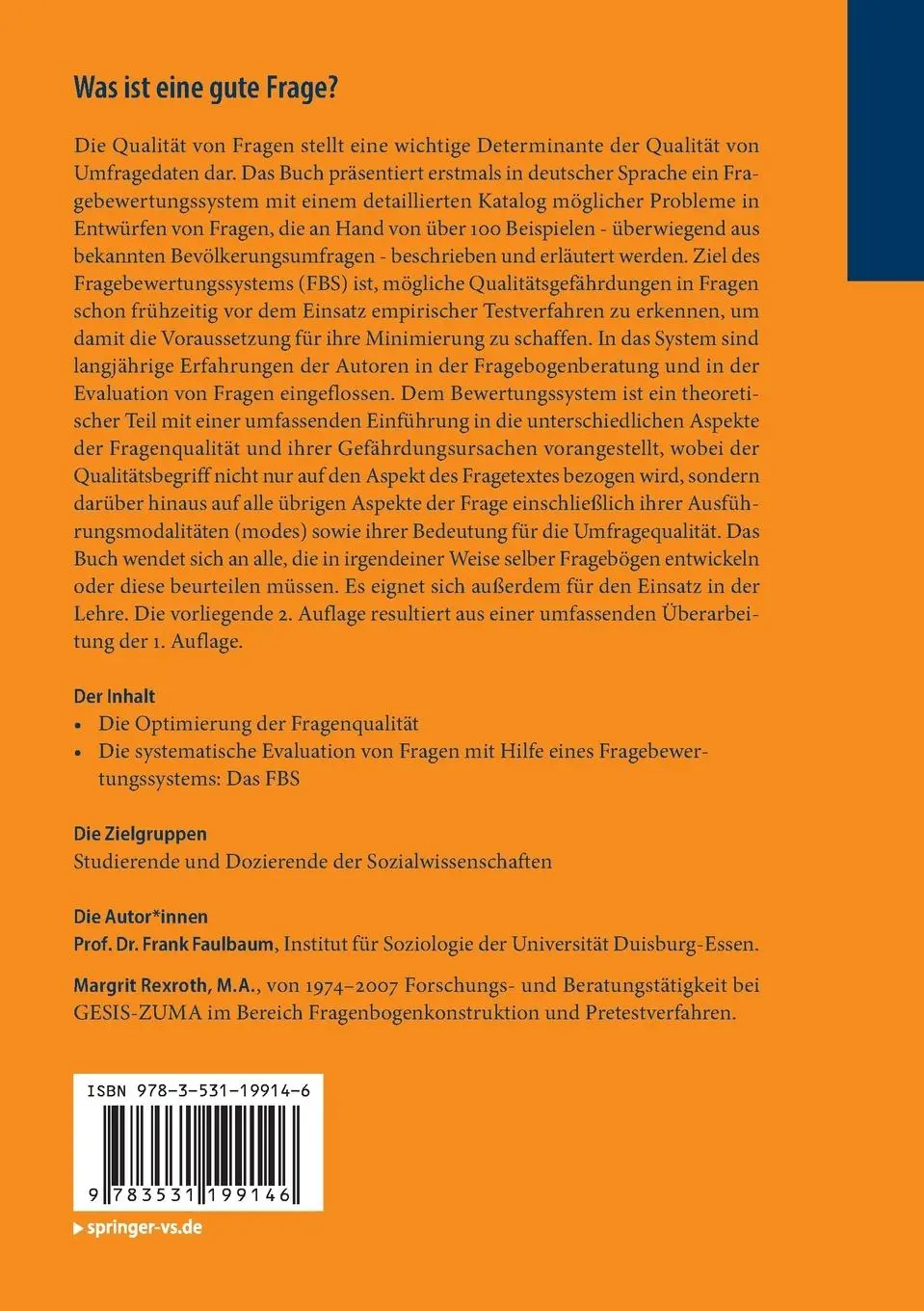 Rückseite: 9783531199146 | Was ist eine gute Frage? | Margrit Rexroth (u. a.) | Taschenbuch | vii