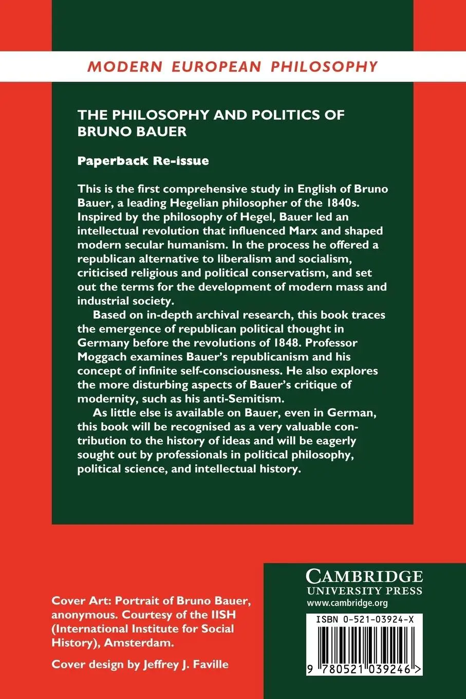 Rückseite: 9780521039246 | The Philosophy and Politics of Bruno Bauer | Douglas Moggach | Buch