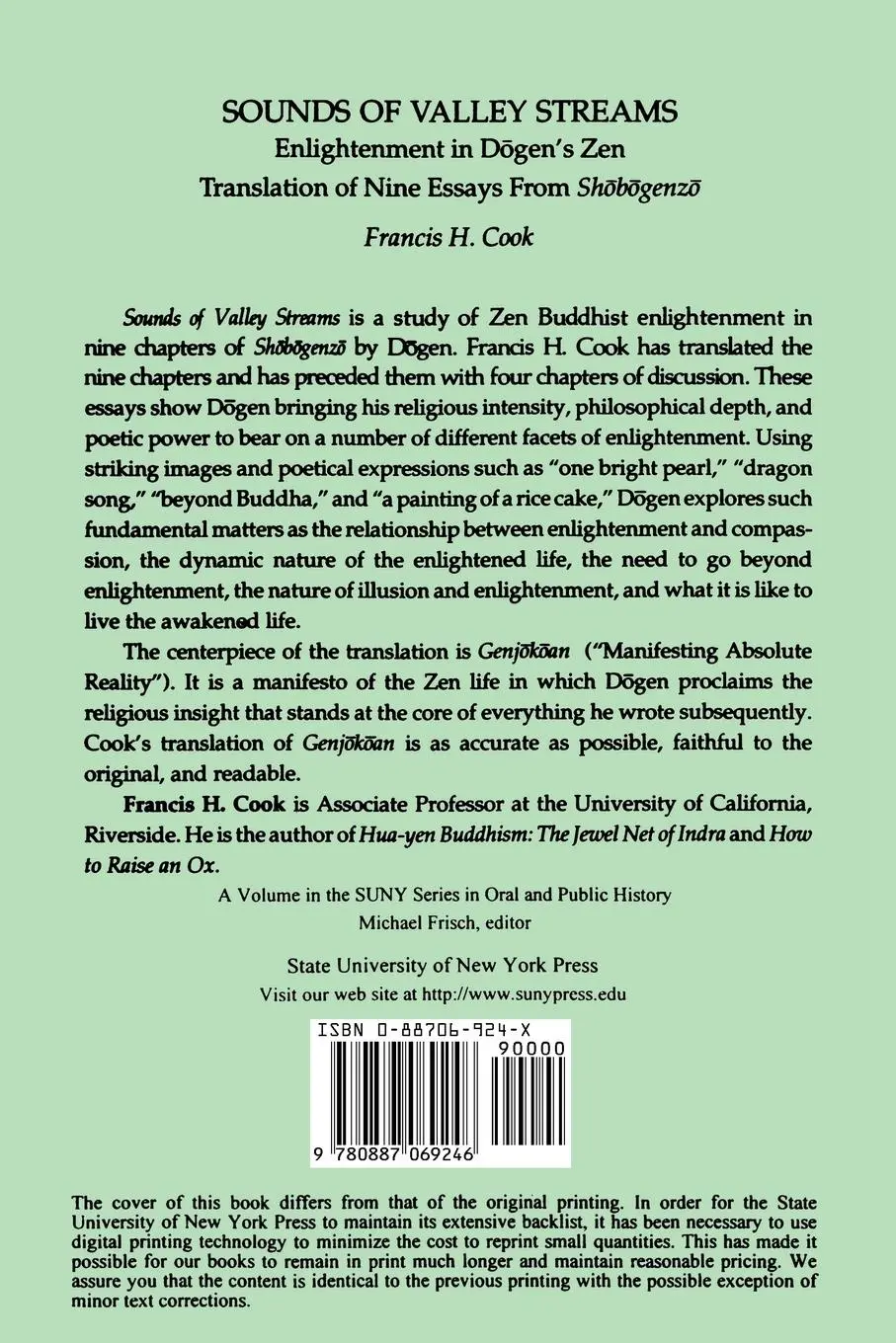 Rückseite: 9780887069246 | Sounds of Valley Streams | Francis H. Cook | Taschenbuch | Englisch