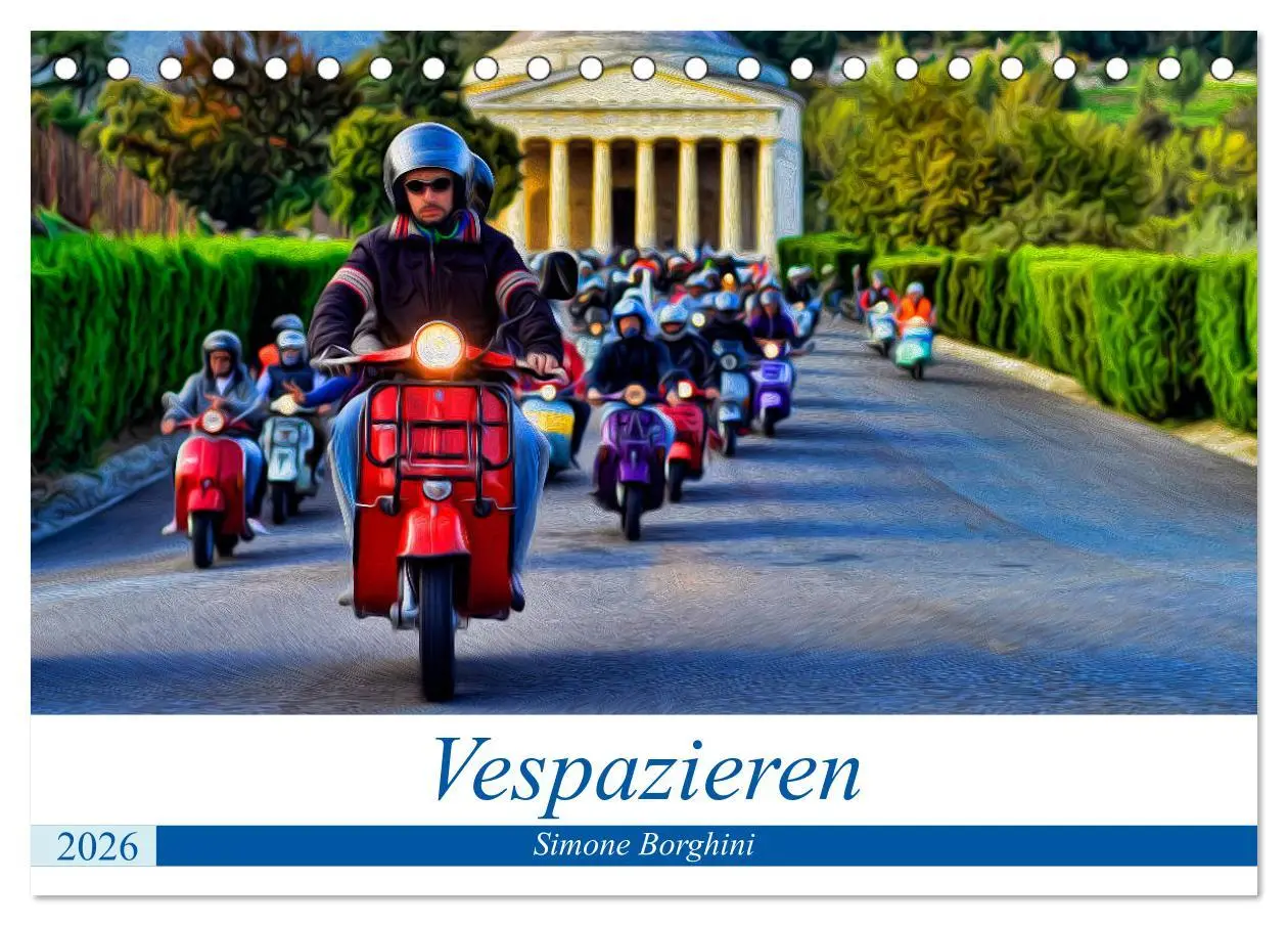 Cover: 9783457869246 | Vespazieren (Tischkalender 2026 DIN A5 quer), CALVENDO Monatskalender