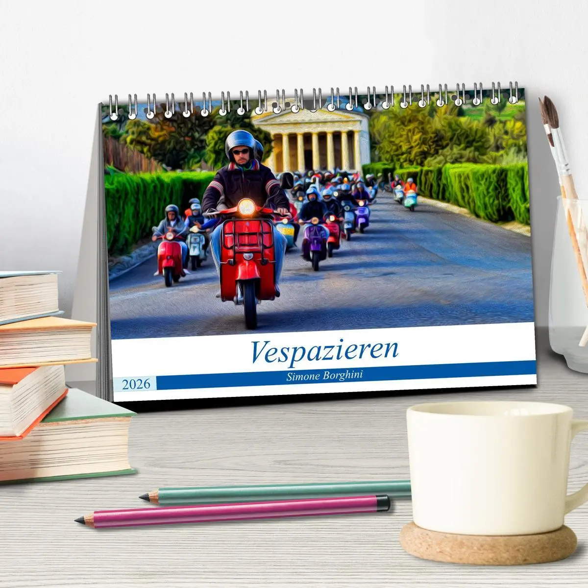 Bild: 9783457869246 | Vespazieren (Tischkalender 2026 DIN A5 quer), CALVENDO Monatskalender
