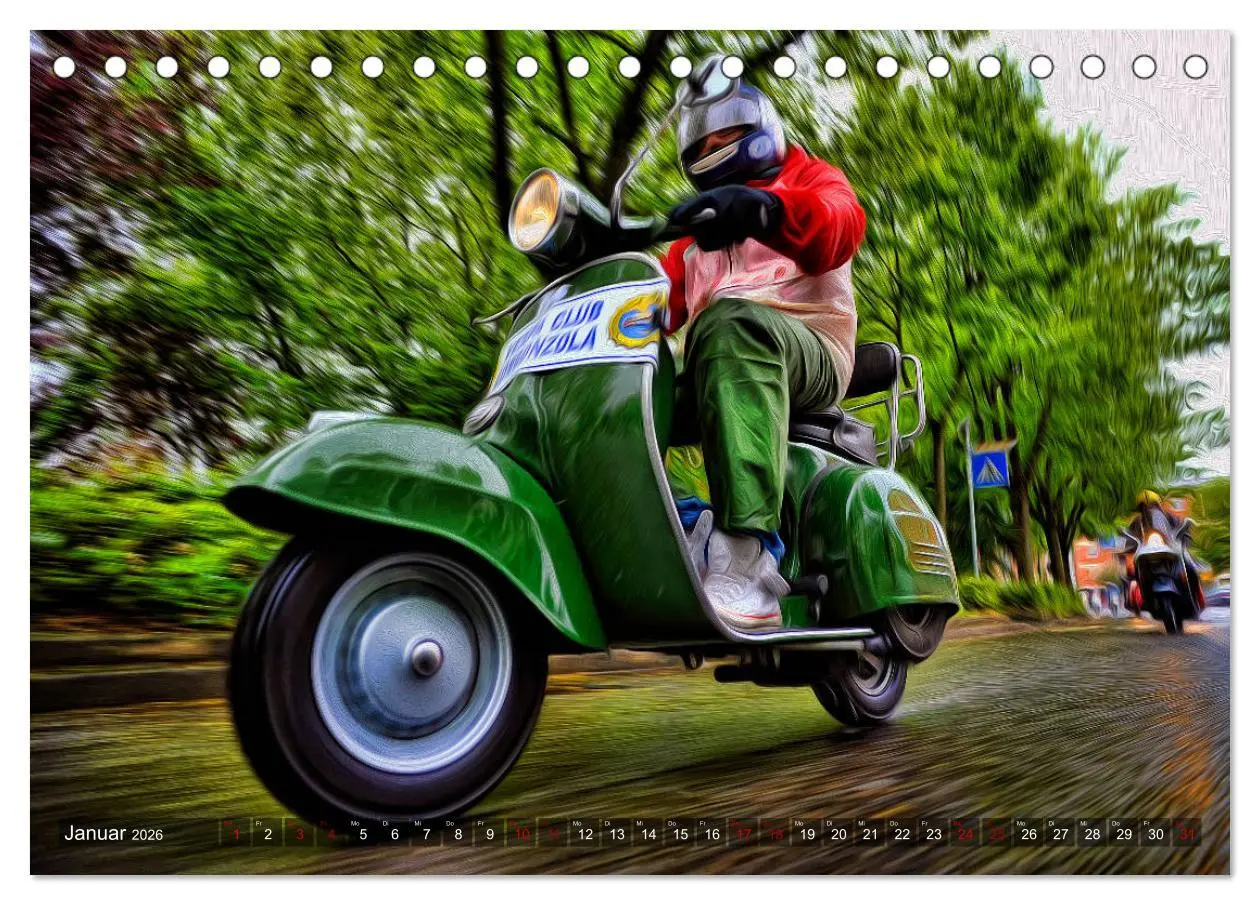 Bild: 9783457869246 | Vespazieren (Tischkalender 2026 DIN A5 quer), CALVENDO Monatskalender