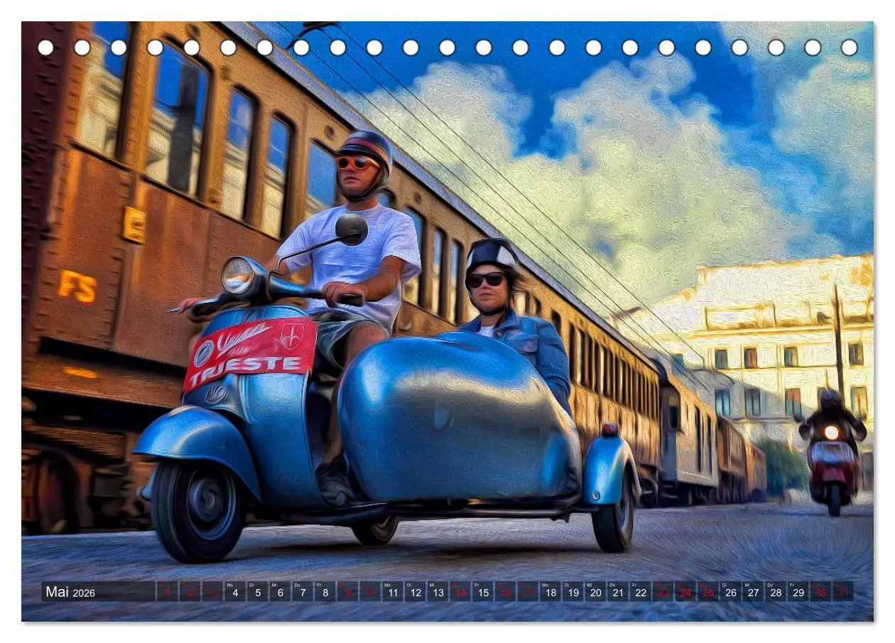 Bild: 9783457869246 | Vespazieren (Tischkalender 2026 DIN A5 quer), CALVENDO Monatskalender