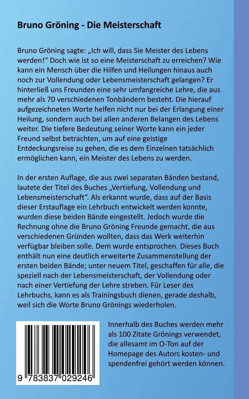 Rückseite: 9783837029246 | Bruno Gröning - Die Meisterschaft | Theo von Hofstede (u. a.) | Buch