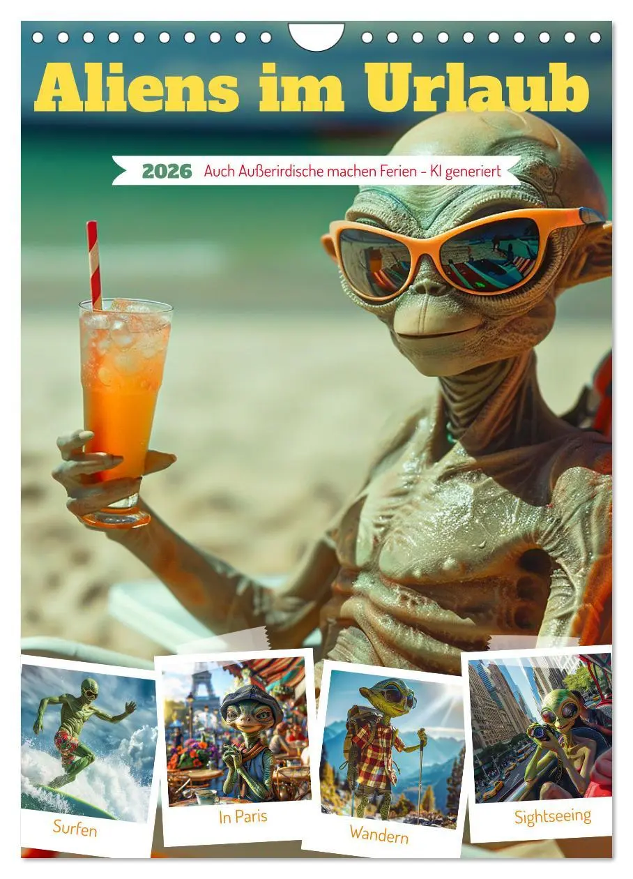 Cover: 9783516249446 | Aliens im Urlaub (Wandkalender 2026 DIN A4 hoch), CALVENDO...