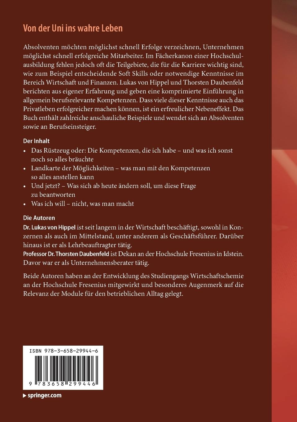 Rückseite: 9783658299446 | Von der Uni ins wahre Leben | Das Know-how für den Jobstart | Buch