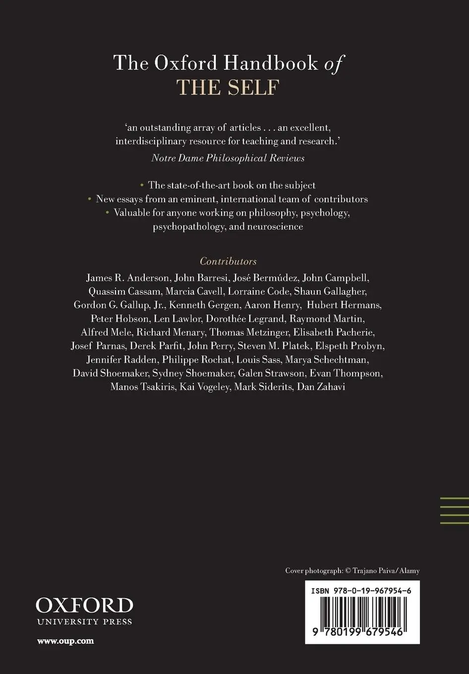 Rückseite: 9780199679546 | The Oxford Handbook of the Self | Shaun Gallagher | Taschenbuch | 2013
