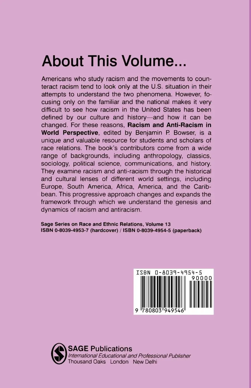 Rückseite: 9780803949546 | Racism and Anti-Racism in World Perspective | Benjamin P. Bowser