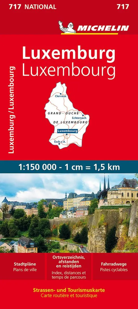 Cover: 9782067259546 | Michelin Luxemburg | Straßen- und Tourismuskarte 1:150.000 | Englisch