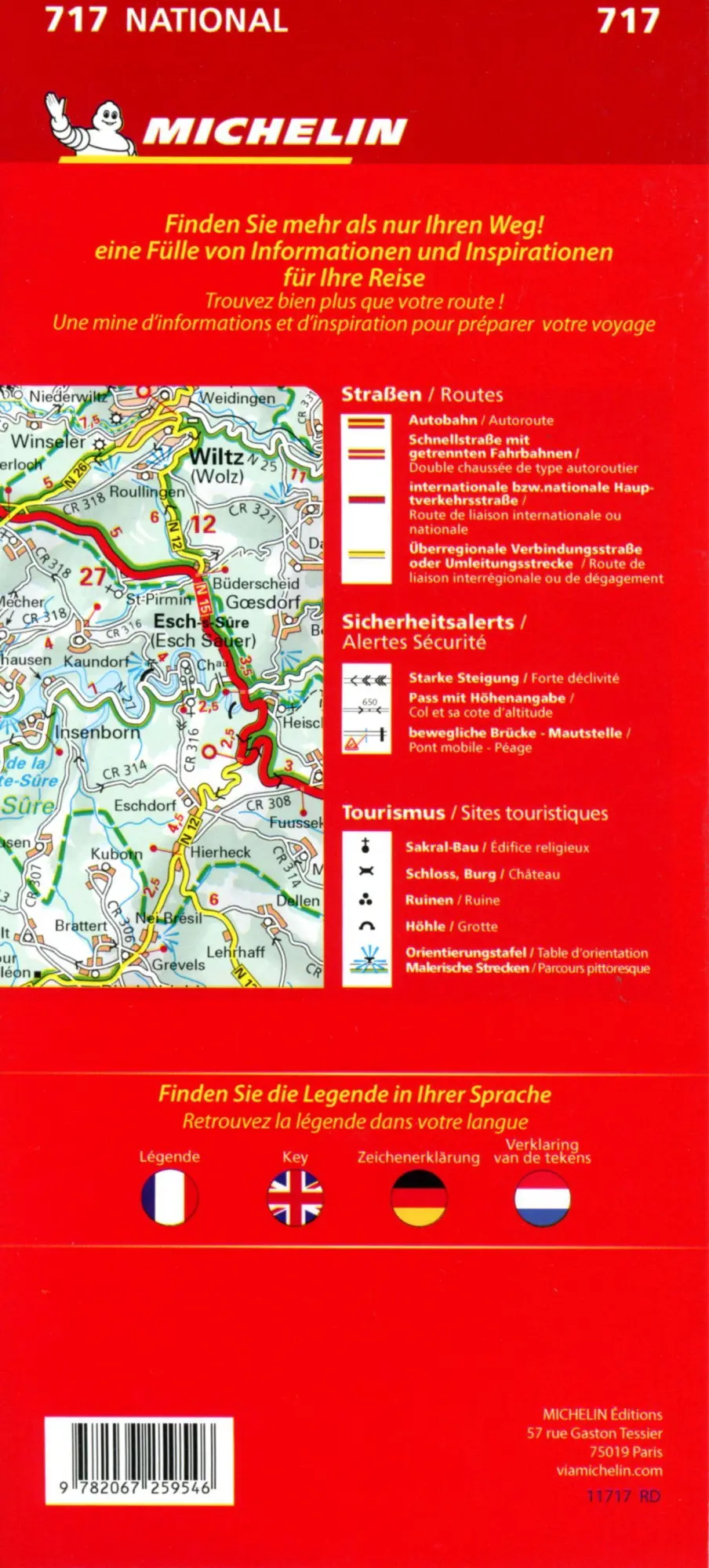 Bild: 9782067259546 | Michelin Luxemburg | Straßen- und Tourismuskarte 1:150.000 | Englisch
