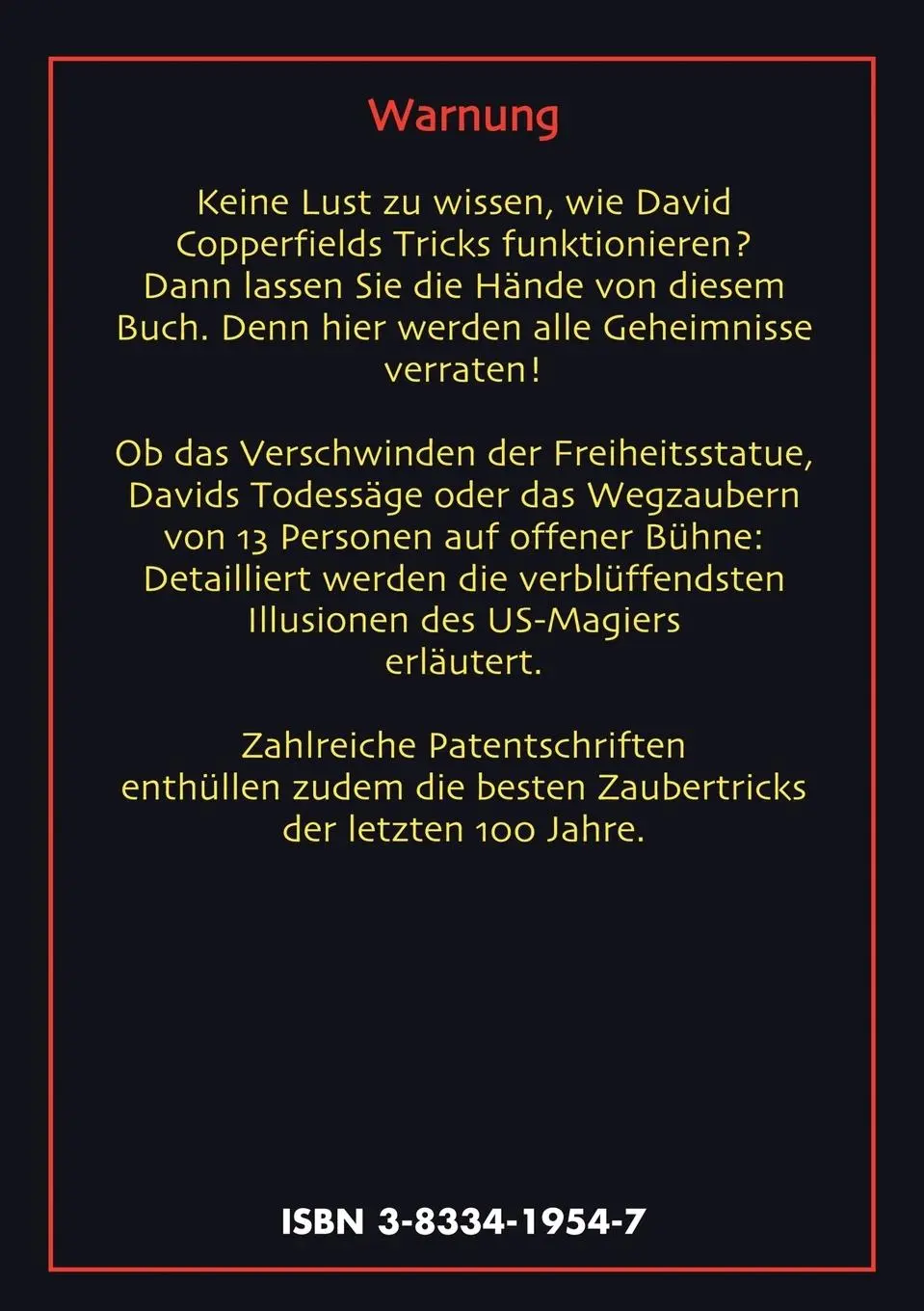 Rückseite: 9783833419546 | Copperfields Tricks | Top Secret | N. N. | Taschenbuch | 188 S. | 2004