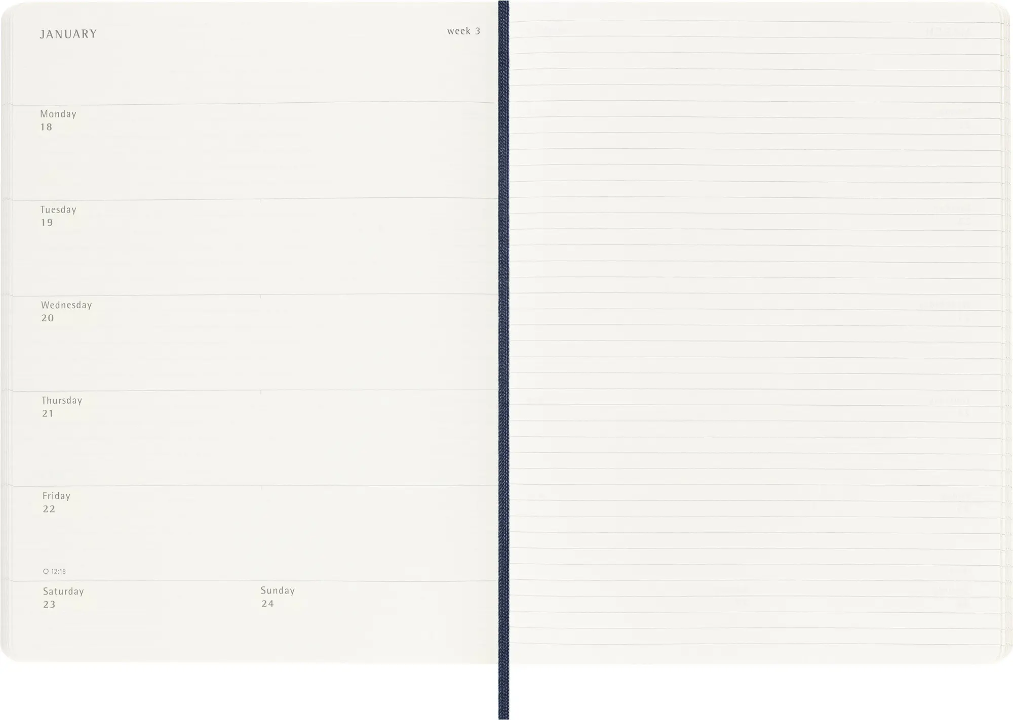 Bild: 8056999279646 | Moleskine 12 Monate Tageskalender 2027, XL, 1 Tag = 1 Seite, rechts...