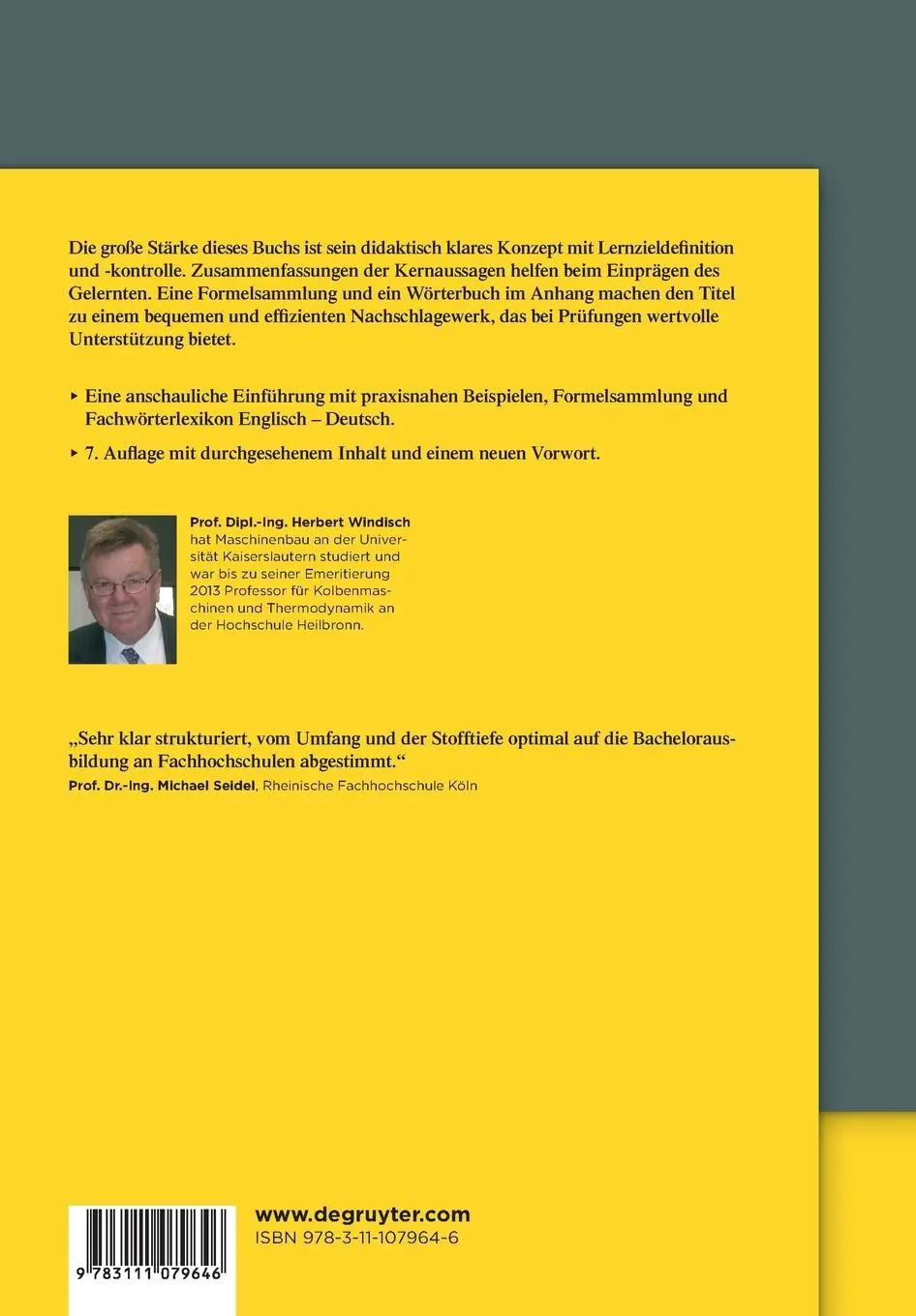 Rückseite: 9783111079646 | Thermodynamik | Hauptsätze, Prozesse, Wärmeübertragung | Windisch | X