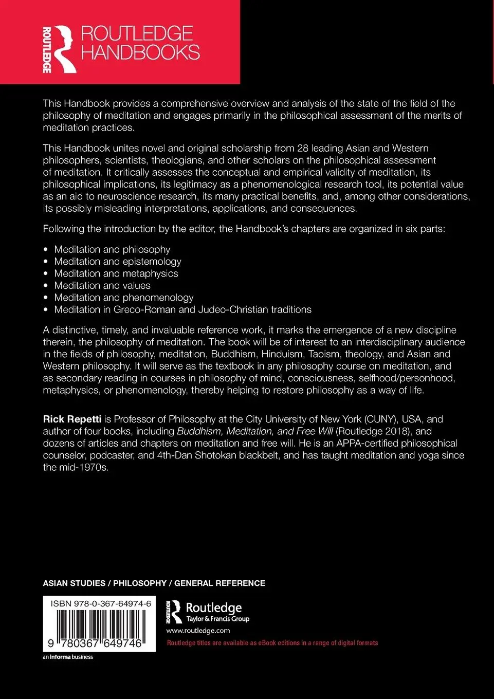 Rückseite: 9780367649746 | Routledge Handbook on the Philosophy of Meditation | Rick Repetti