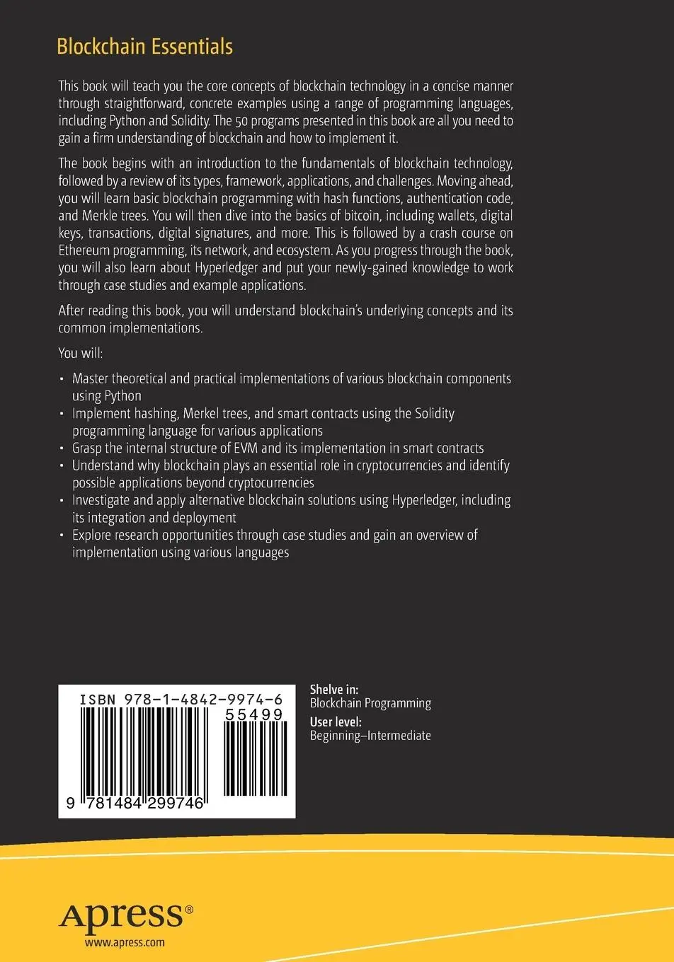 Rückseite: 9781484299746 | Blockchain Essentials | Core Concepts and Implementations | Buch