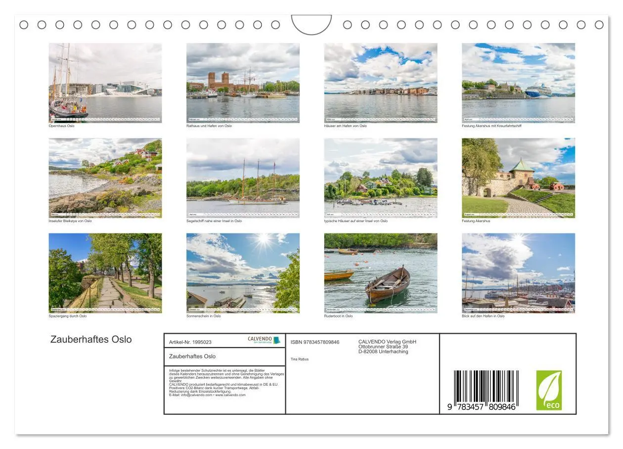 Bild: 9783457809846 | Zauberhaftes Oslo (Wandkalender 2026 DIN A4 quer), CALVENDO...