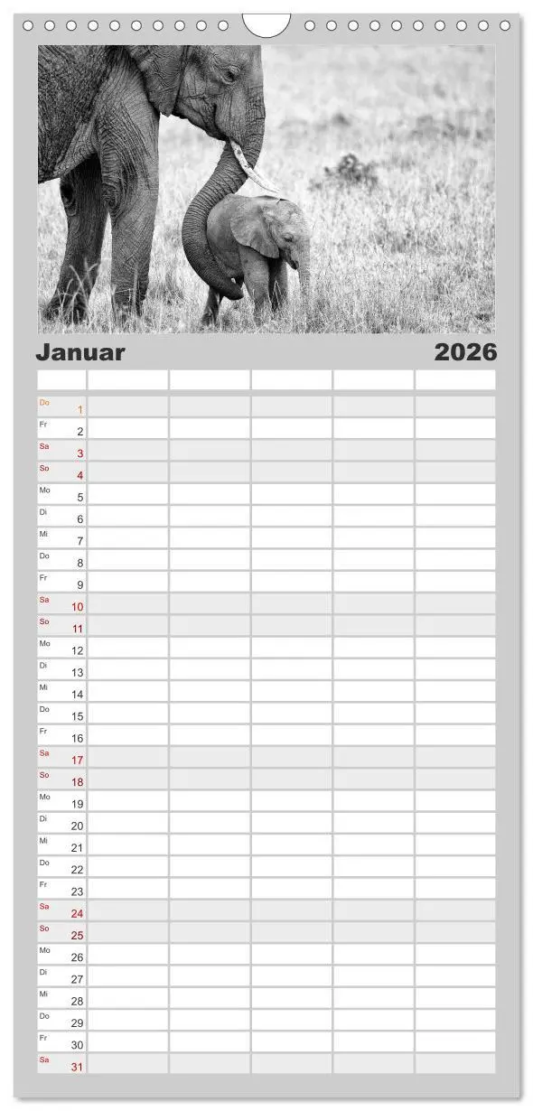 Bild: 9783516519846 | Familienplaner 2026 - Afrika Schwarz - Weiss mit 5 Spalten...