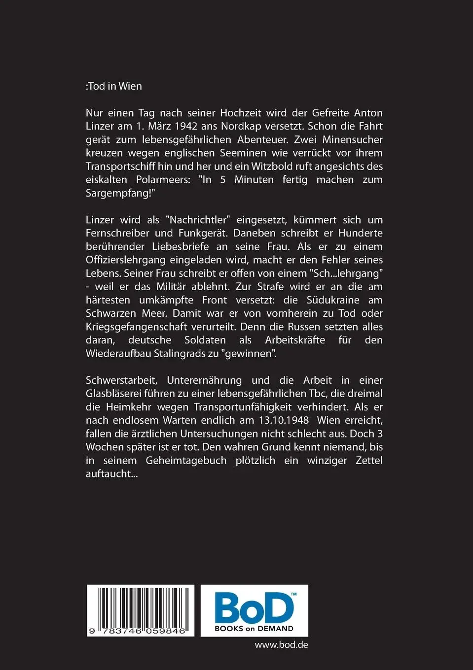 Rückseite: 9783746059846 | Tod in Wien | Briefe meines Vaters aus dem Zweiten Weltkrieg | Buch