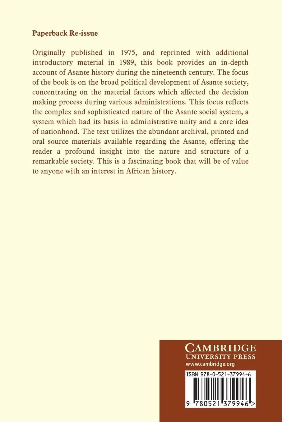 Rückseite: 9780521379946 | Asante in the Nineteenth Century | Ivor Wilks (u. a.) | Taschenbuch