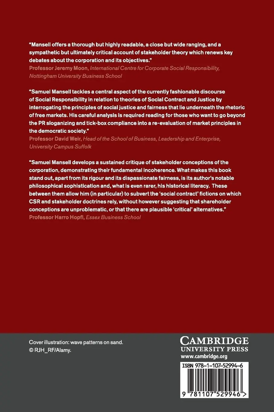 Rückseite: 9781107529946 | Capitalism, Corporations and the Social Contract | Samuel F. Mansell