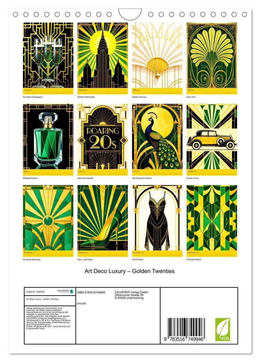 Bild: 9783516749946 | Art Deco Luxury - Golden Twenties (Wandkalender 2027 DIN A4 hoch),...
